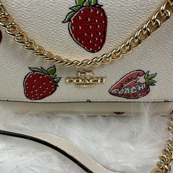 Coach Mini Klare Crossbody Bag With Strawberry Print In Canvas/Chalk CAP94 NWT - Picture 2 of 10